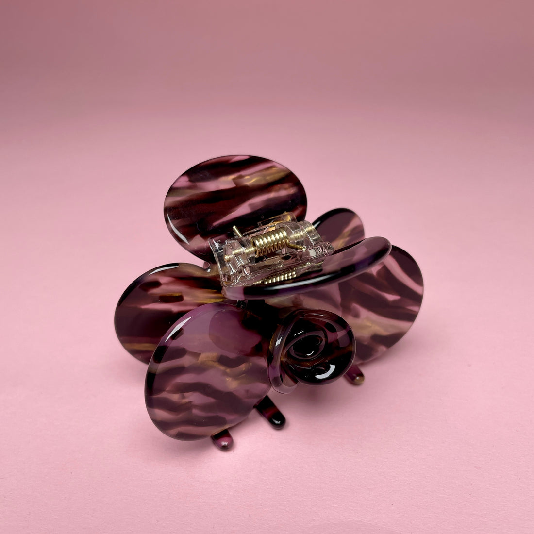 Half Flower Hair Clip - Brown/Gold/Purple