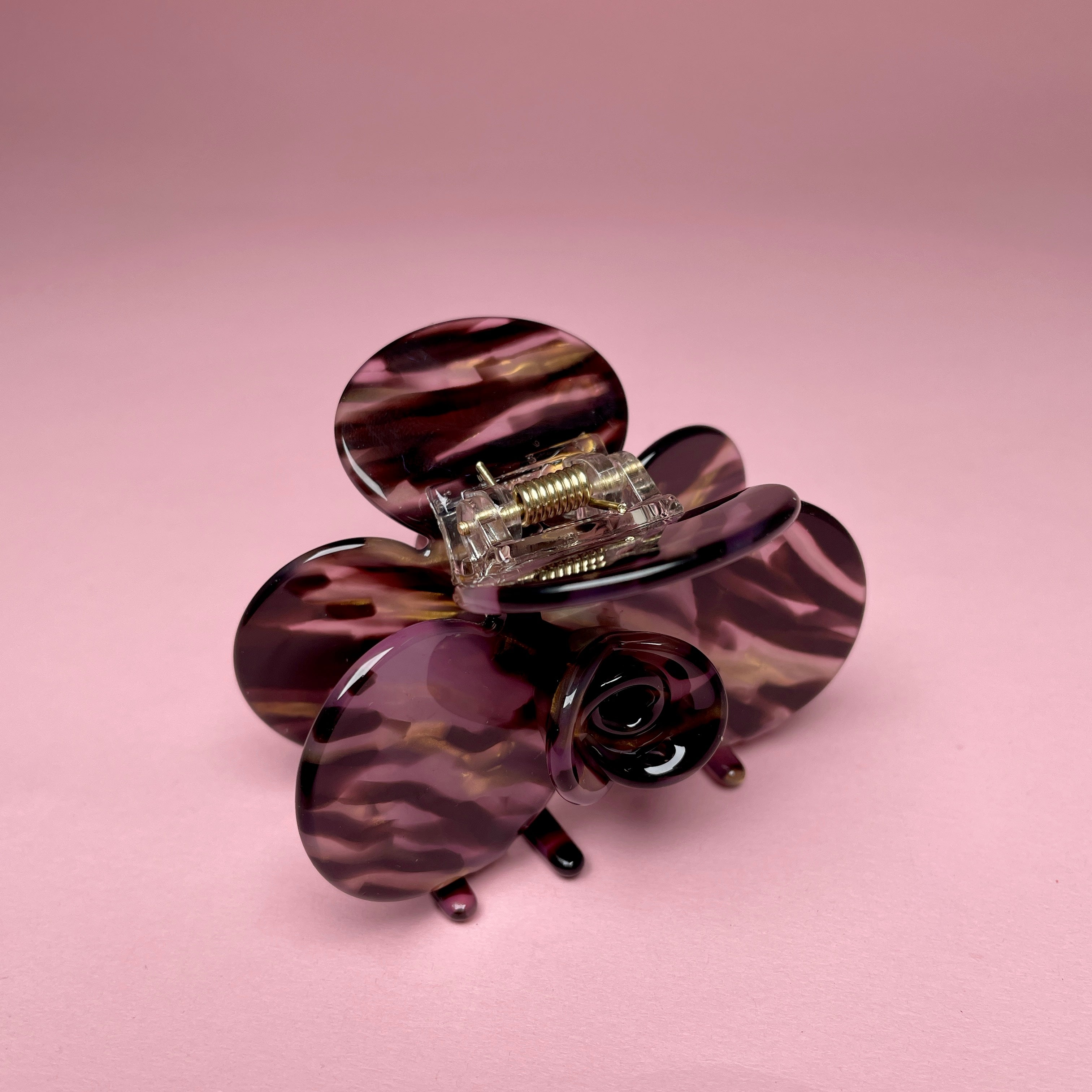 Half Flower Hair Clip - Brown/Gold/Purple