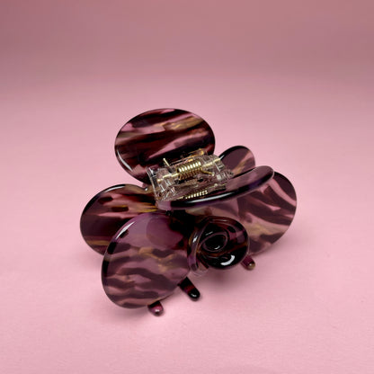 Half Flower Hair Clip - Brown/Gold/Purple