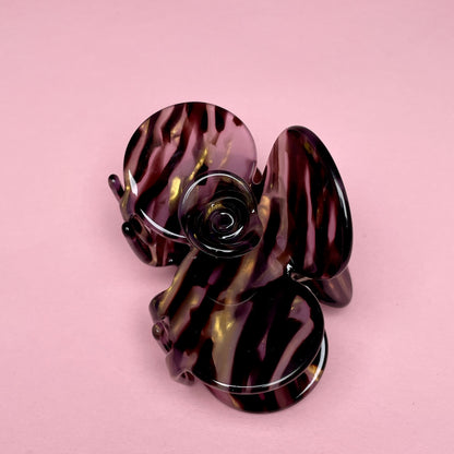 Half Flower Hair Clip - Brown/Gold/Purple