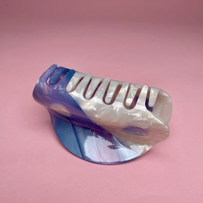 Yin Yang Hair Clip - Blue/White Marble