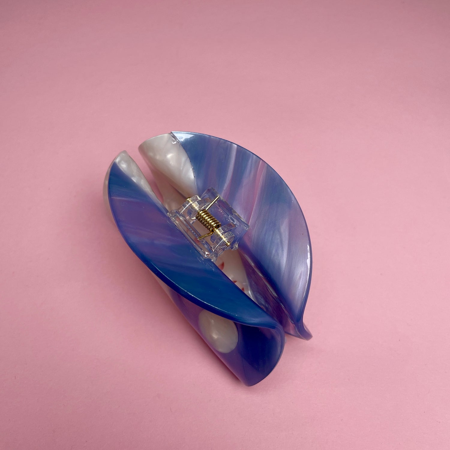Yin Yang Hair Clip - Blue/White Marble