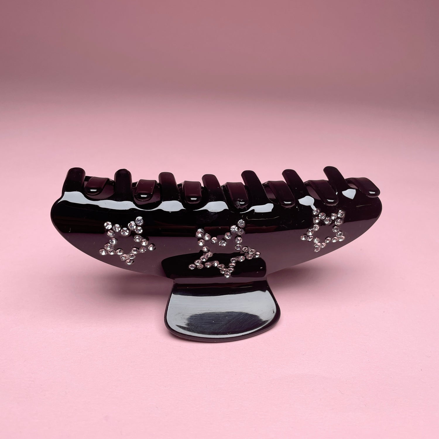 Hair Clip With Stars - Black/Rhinestone