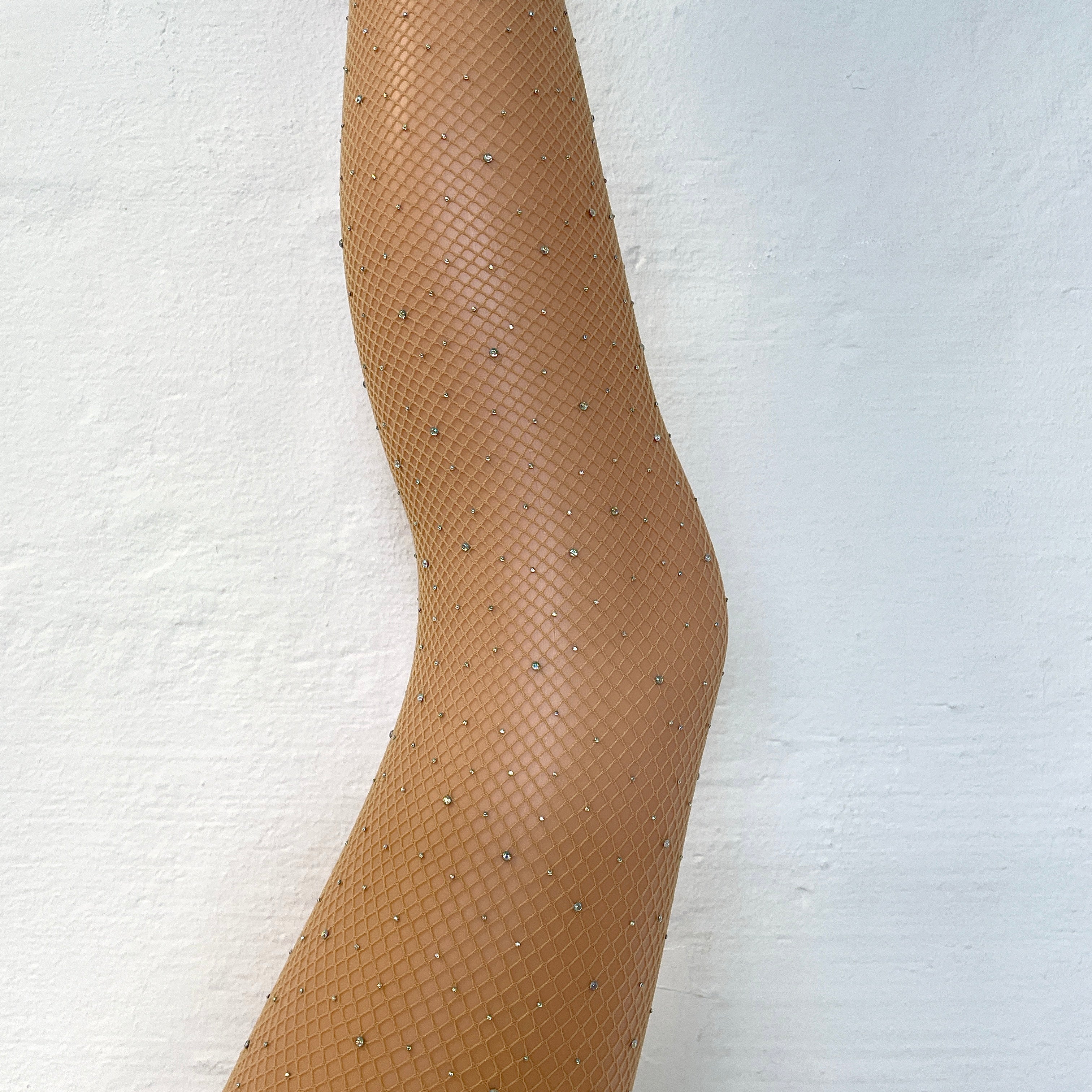 Fishnet Tights Rhinestone  - Nude