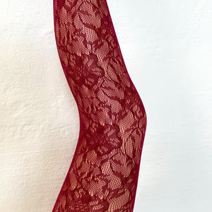 Flower Fishnet Tights - Bordeaux