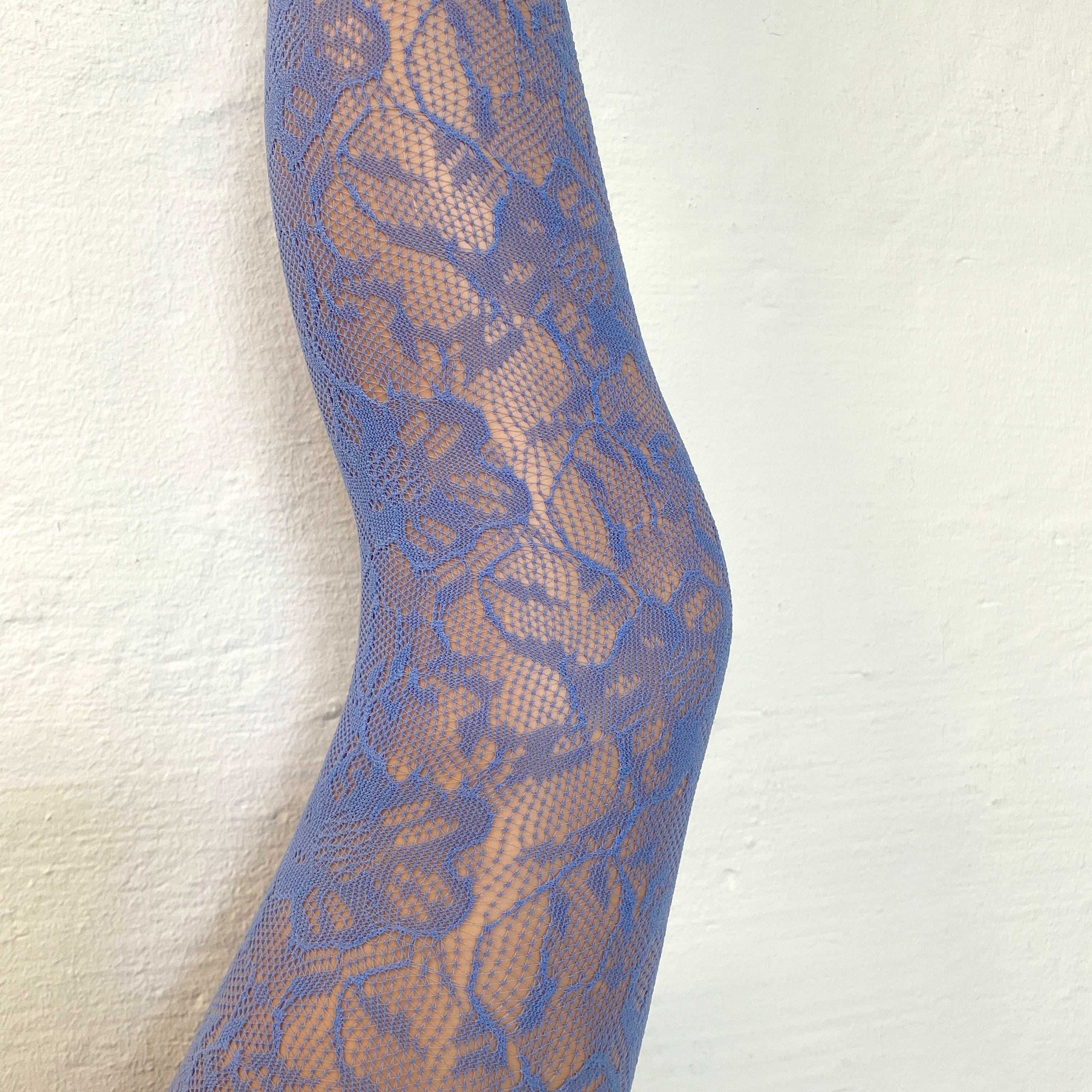 Flower Fishnet Tights - Light Blue