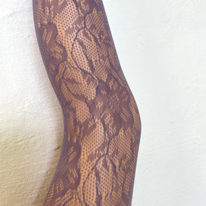 Flower Fishnet Tights - Lavender