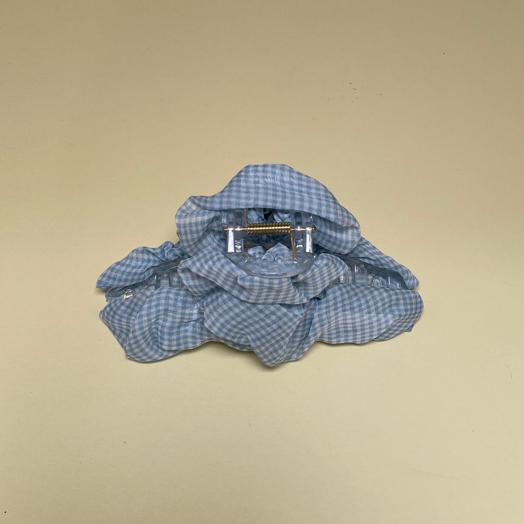 Gingham hairclip - babyblue/white
