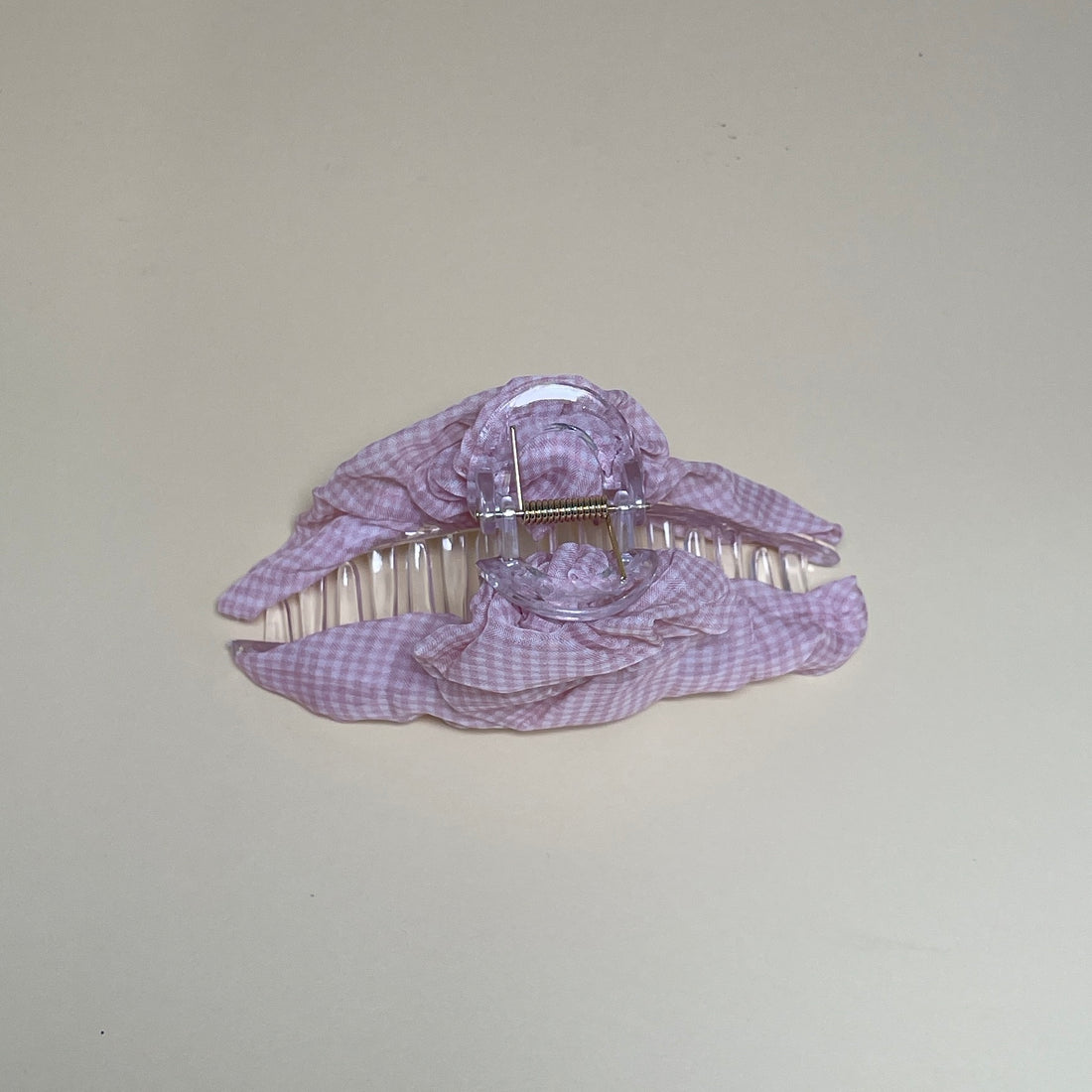 Gingham hairclip - babypink/white