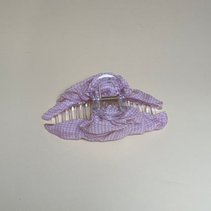 Gingham hairclip - babypink/white