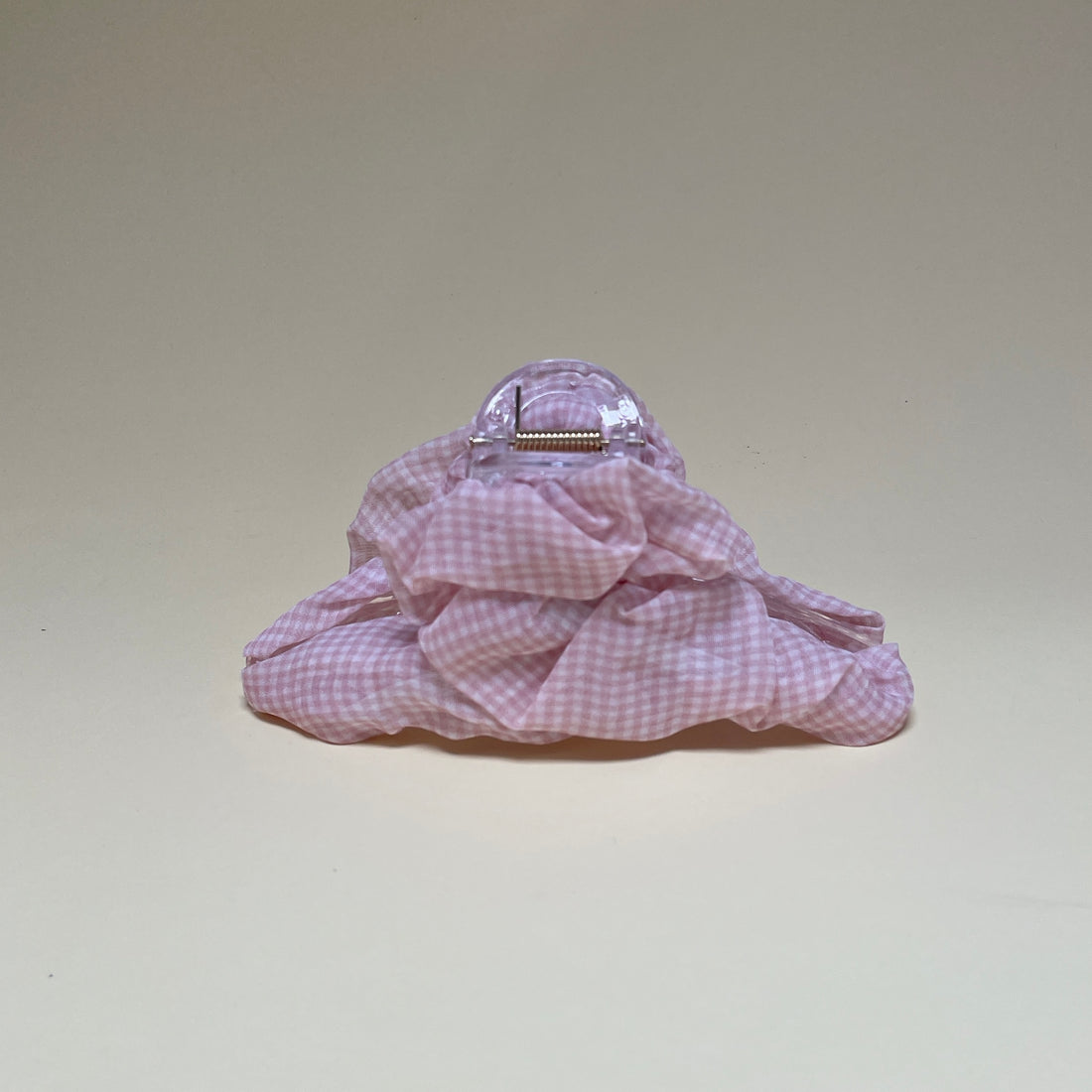 Gingham hairclip - babypink/white