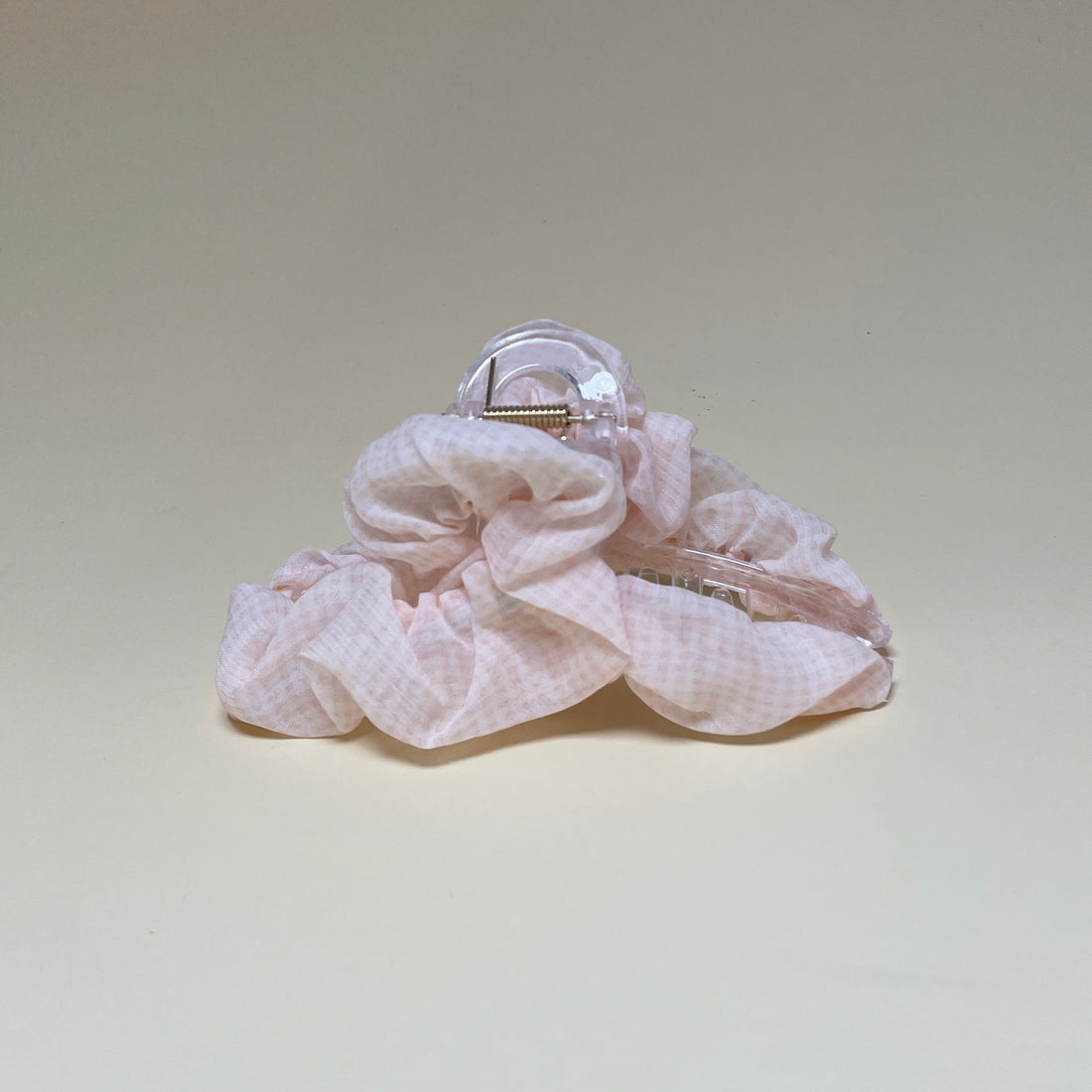 Gingham hairclip - Creme/White