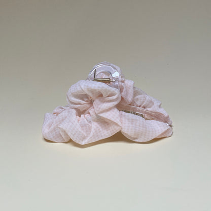 Gingham hairclip - Creme/White