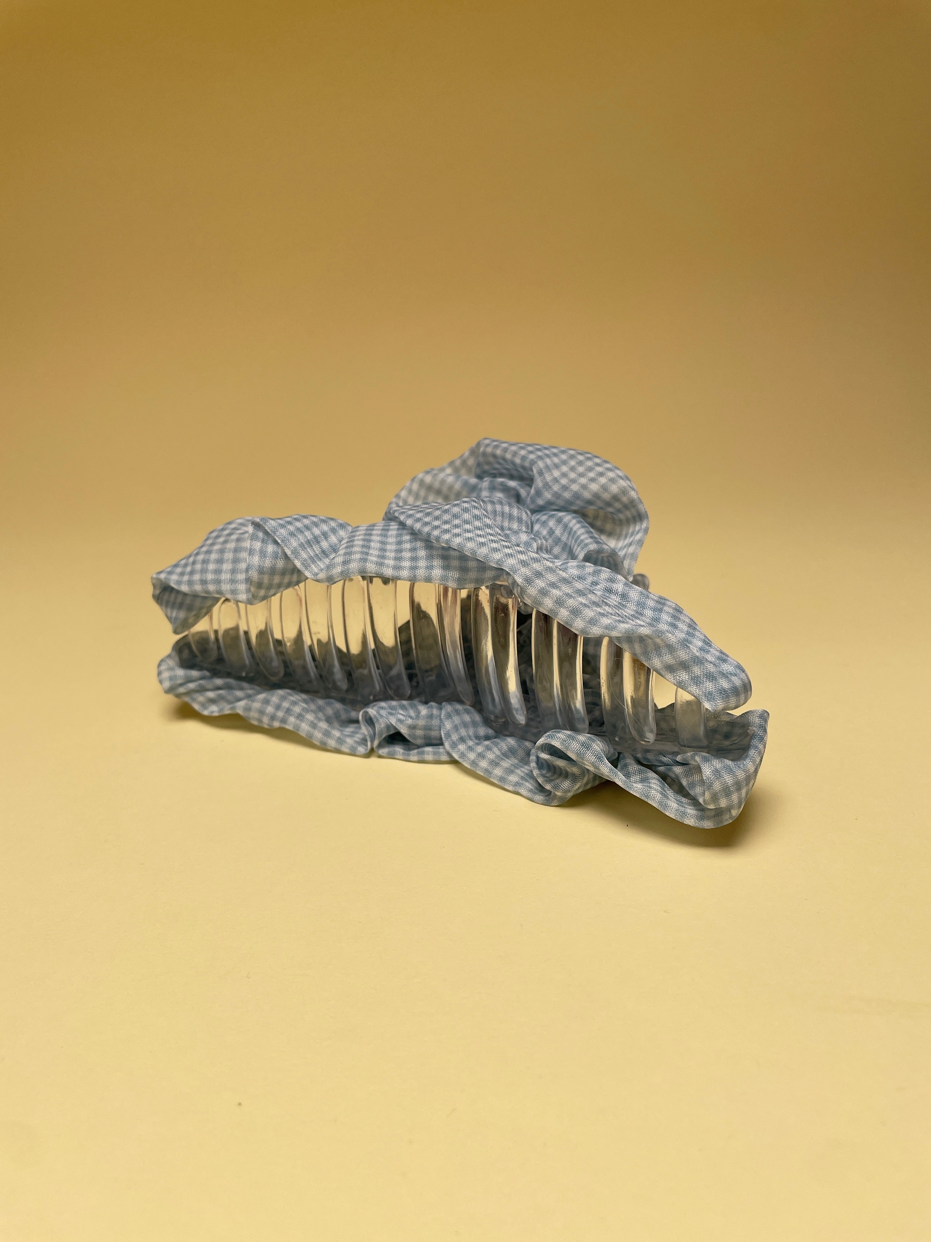 Gingham hairclip - babyblue/white