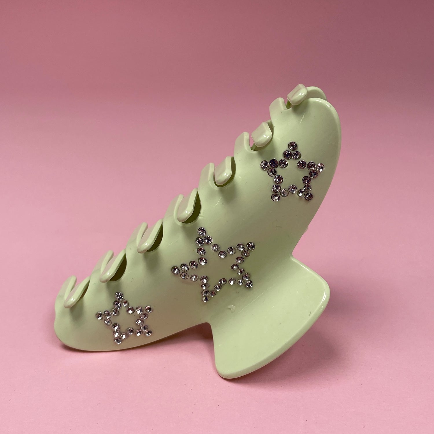 Hair clip With Stars - Light Green/Rhinestone