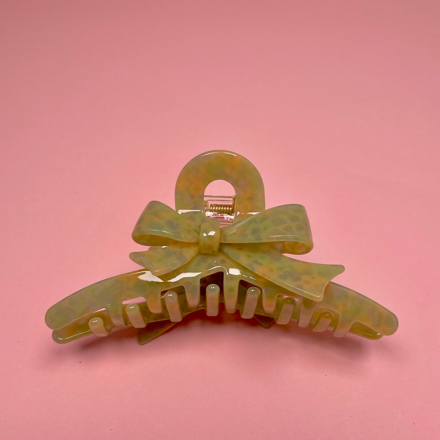 Bow Hair Clip - Green/Yellow