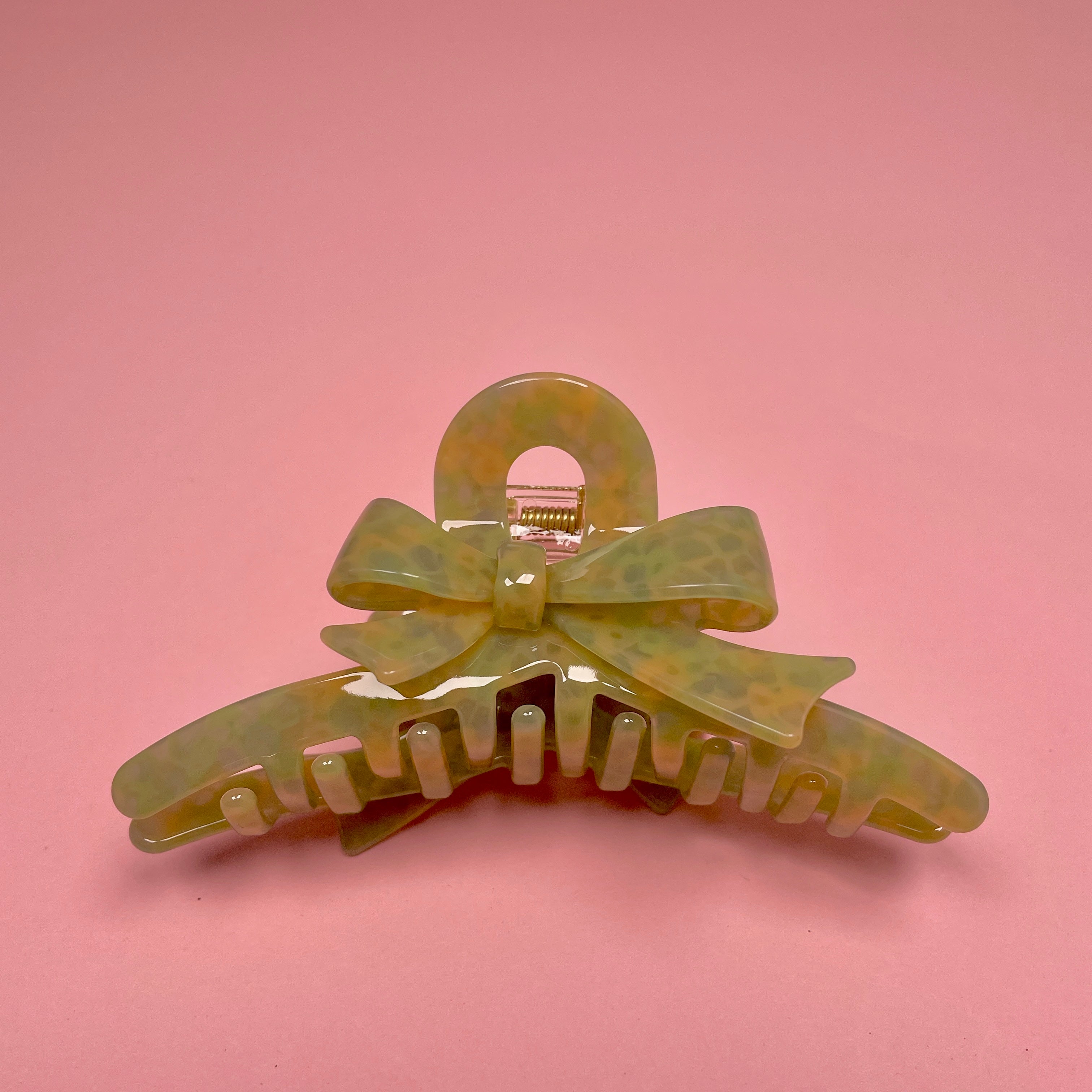 Bow Hair Clip - Green/Yellow
