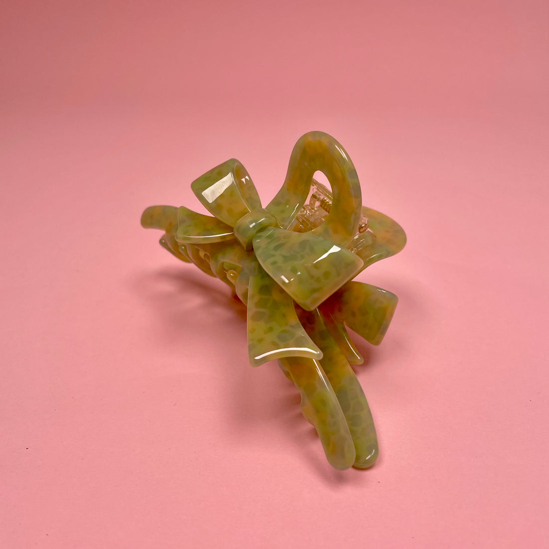 Bow Hair Clip - Green/Yellow
