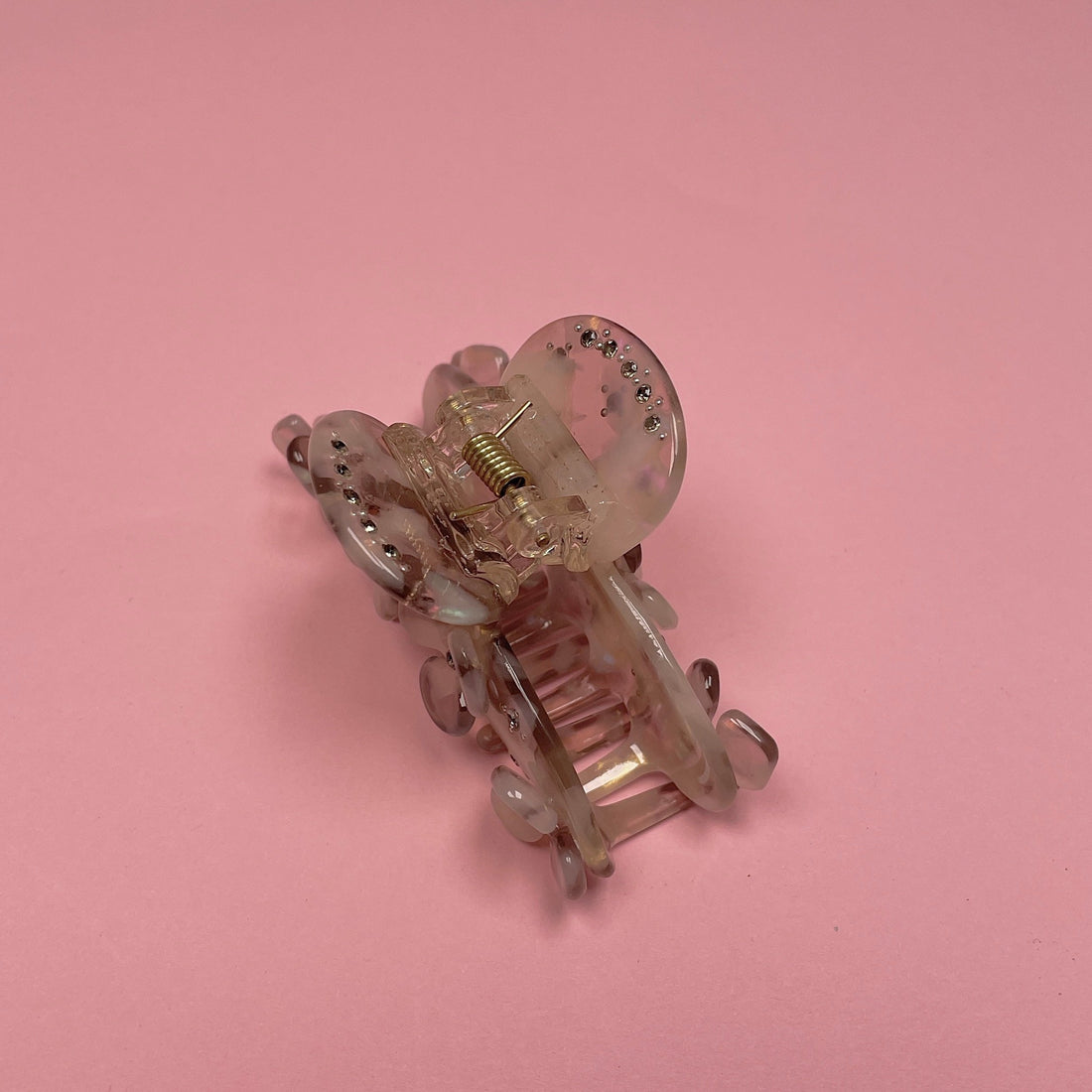 Flower Rhinestone Hair Clip - Grey/Purple