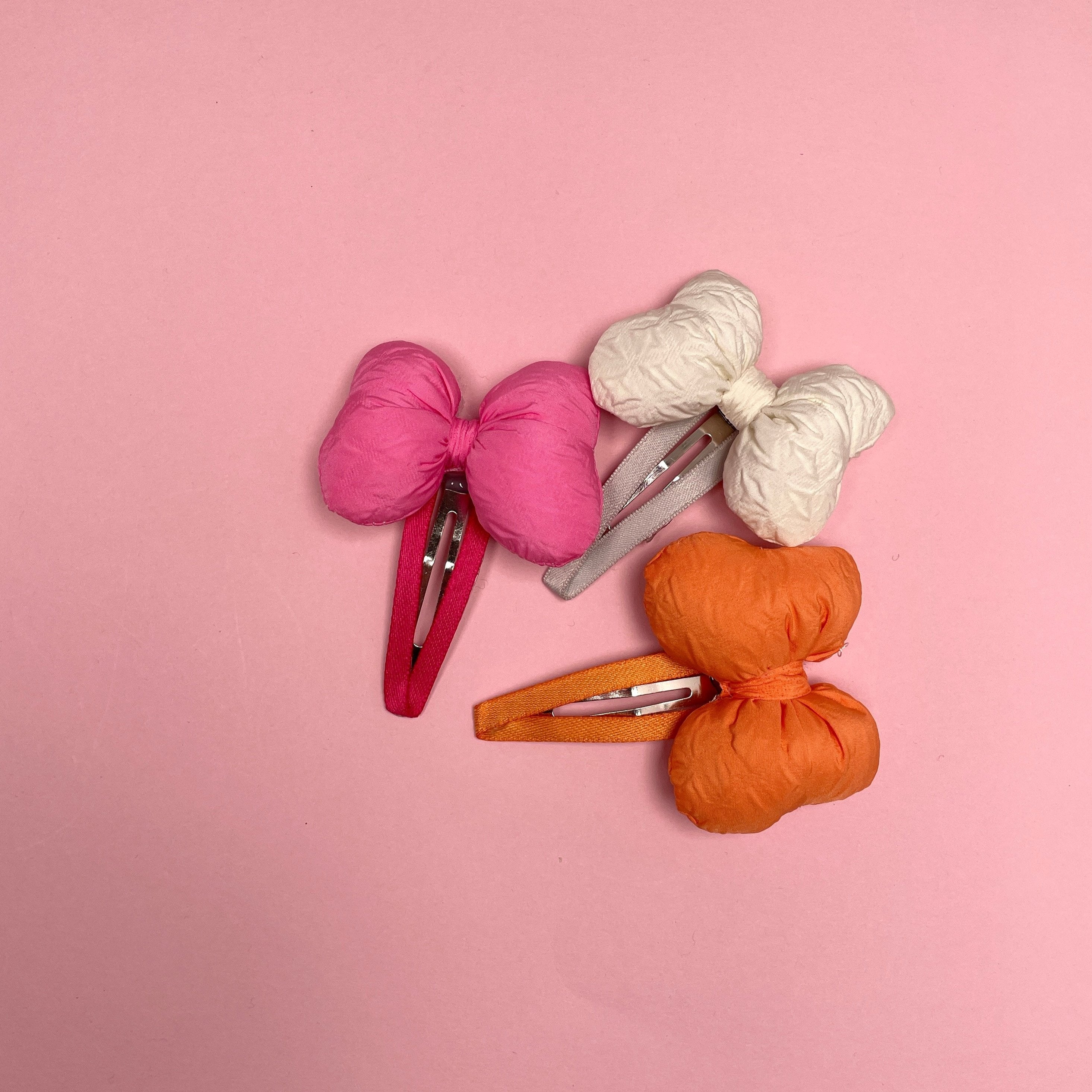 Pillow-Bow Hair Clip - Pink