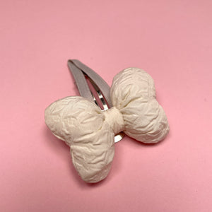 Pillow-Bow Hair Clip - White