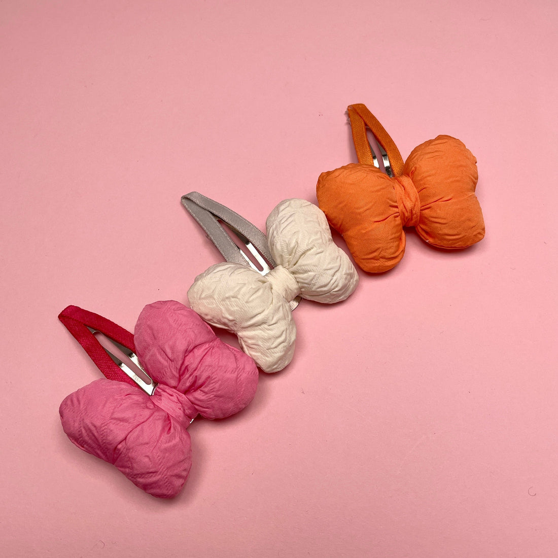 Pillow-Bow Hair Clip - White