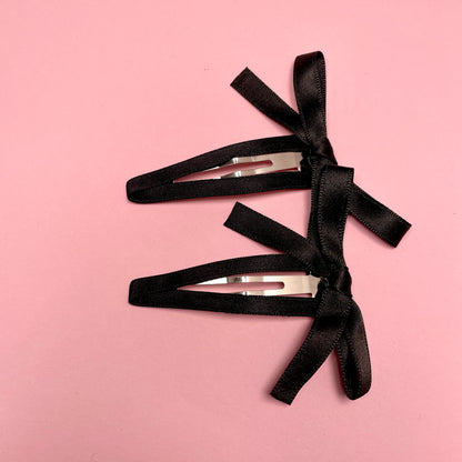 Small Hair Clip With Bow - Black
