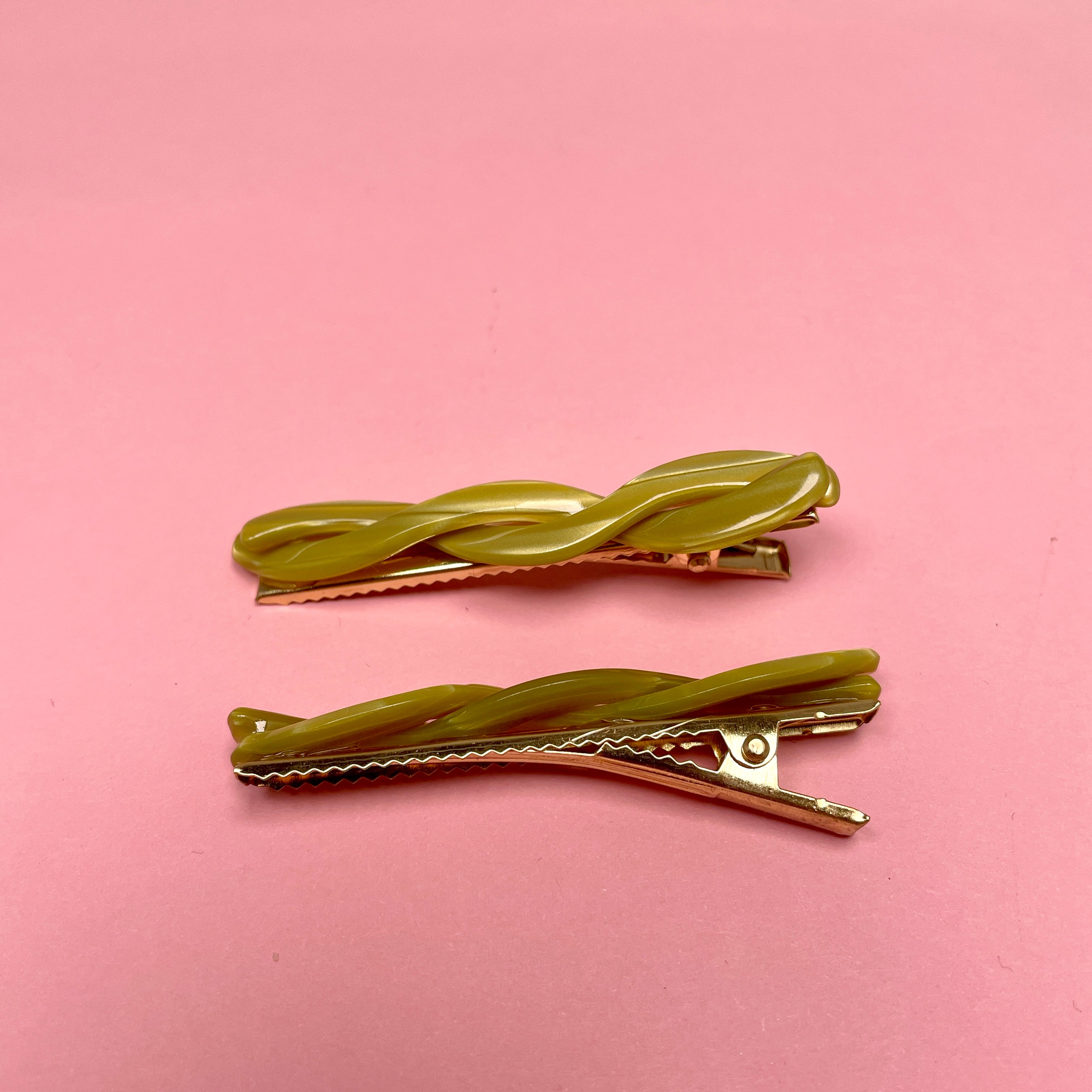 Small Twisted Hair Clip - Crocodile/Green