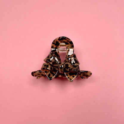 Hair Clip with 2 Bows - Tortoise Shell