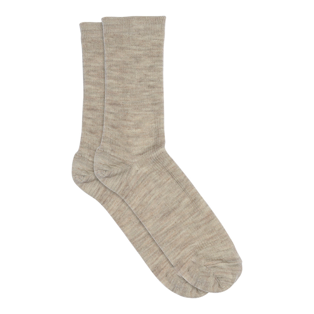 MP Fine Wool Rib Socks - Light Brown Melange