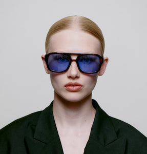 Kaya Sunglasses - Demi Tortoise (Blue Lens)