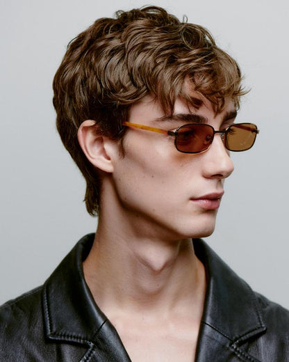 Noah Sunglasses - Gold Burnt Amber