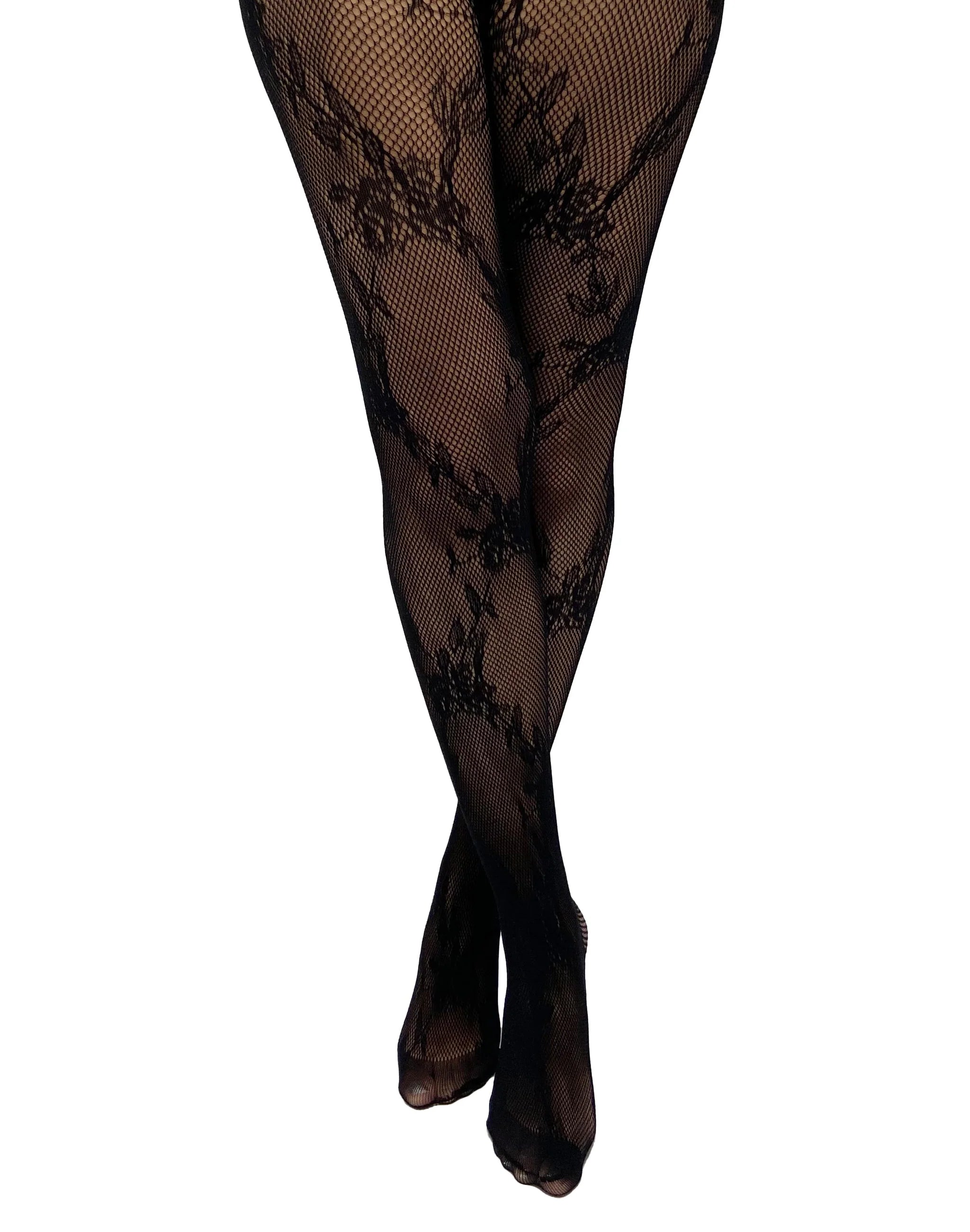 PM Floral Lace Diamond Net Tights