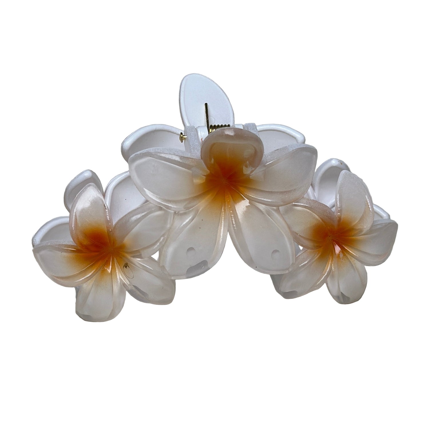 Triple Tropical Blossom Hair Clip - White