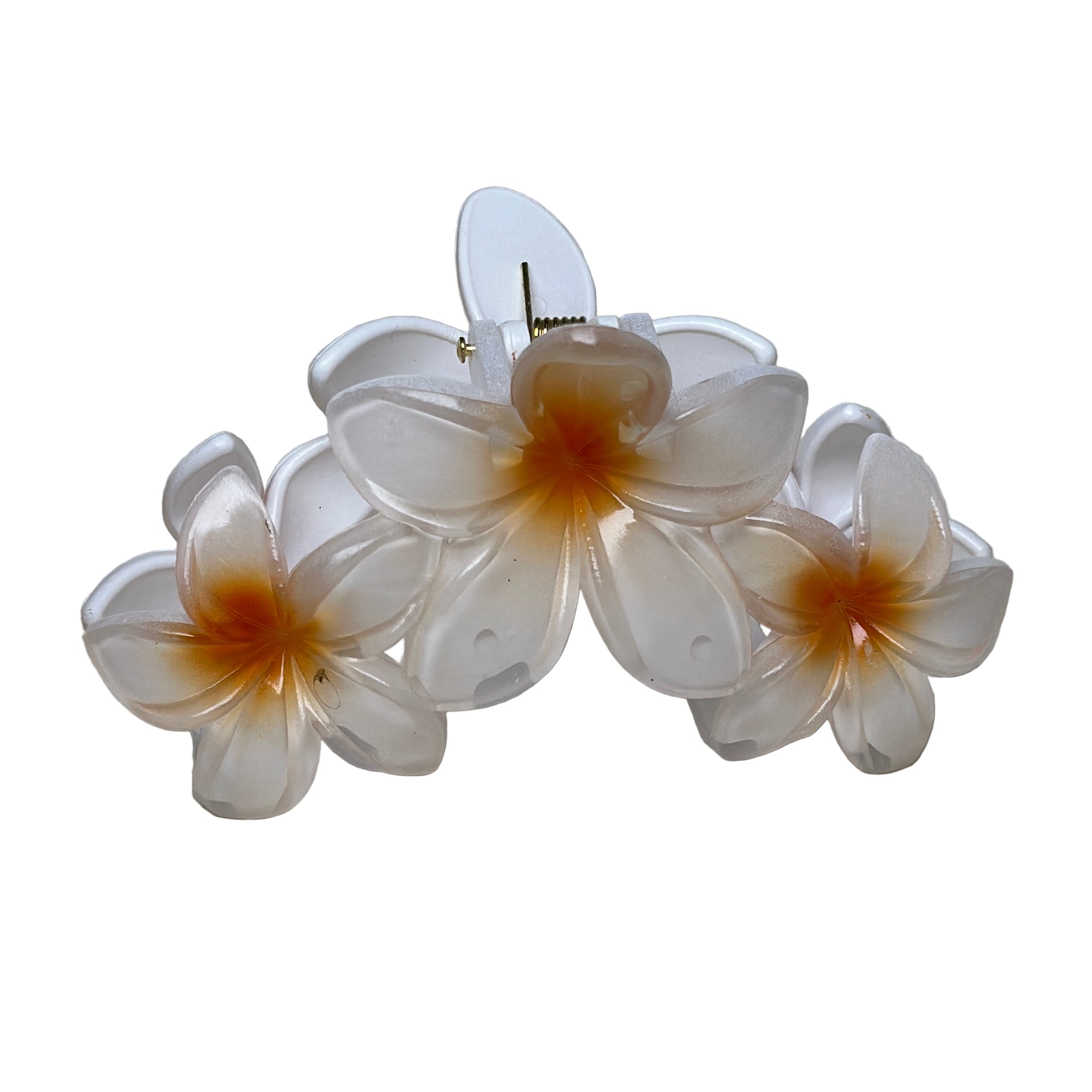 Triple Tropical Blossom Hair Clip - White