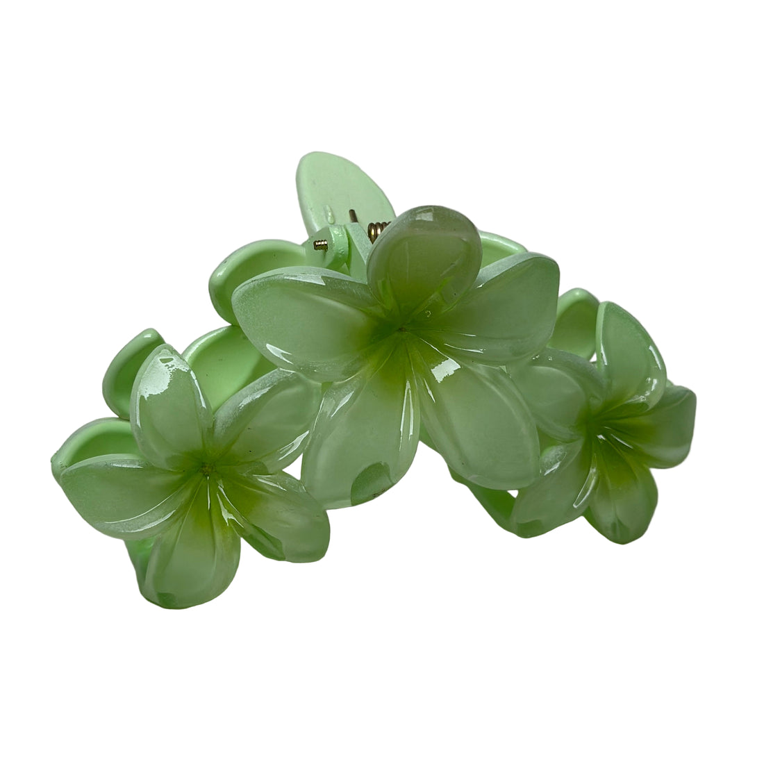 Triple Tropical Blossom Hair Clip - Green