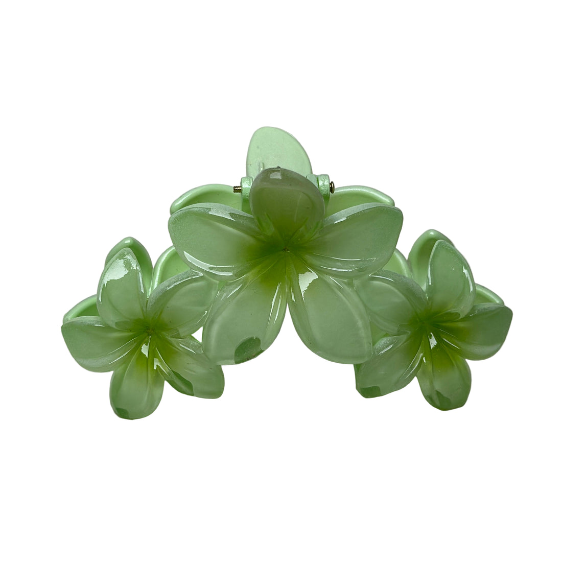 Triple Tropical Blossom Hair Clip - Green