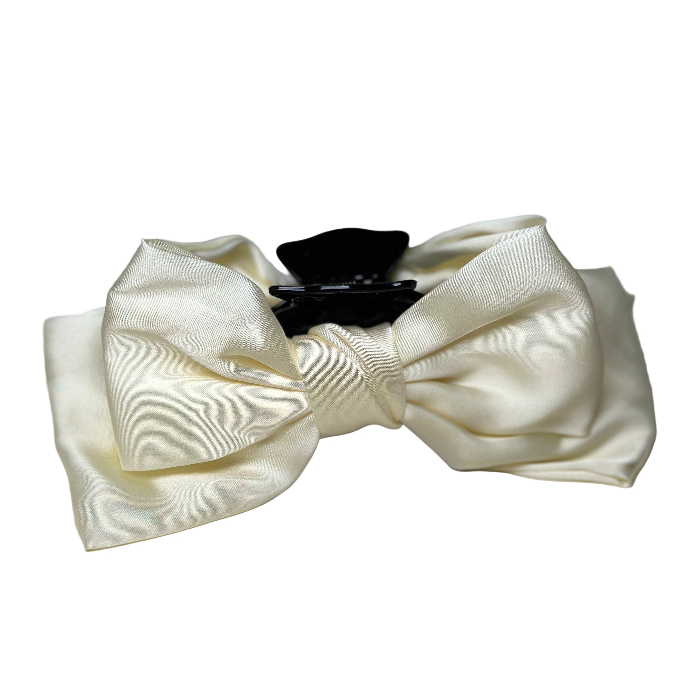 Satin Bow Hairclaw - Butter yellow