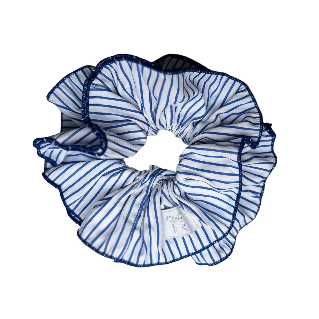 Striped Scrunchie - White &amp; Navy