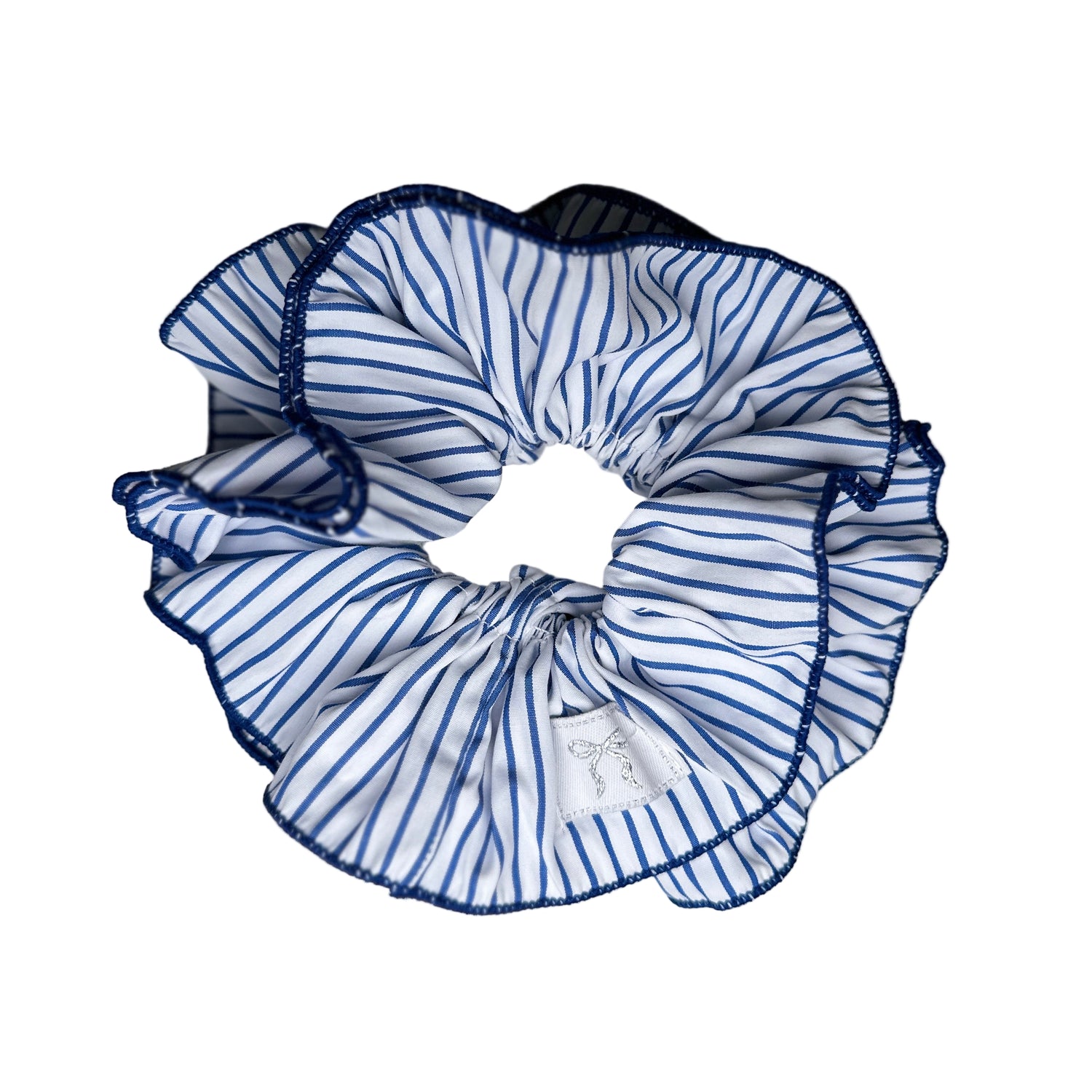 Striped Scrunchie - White &amp; Navy