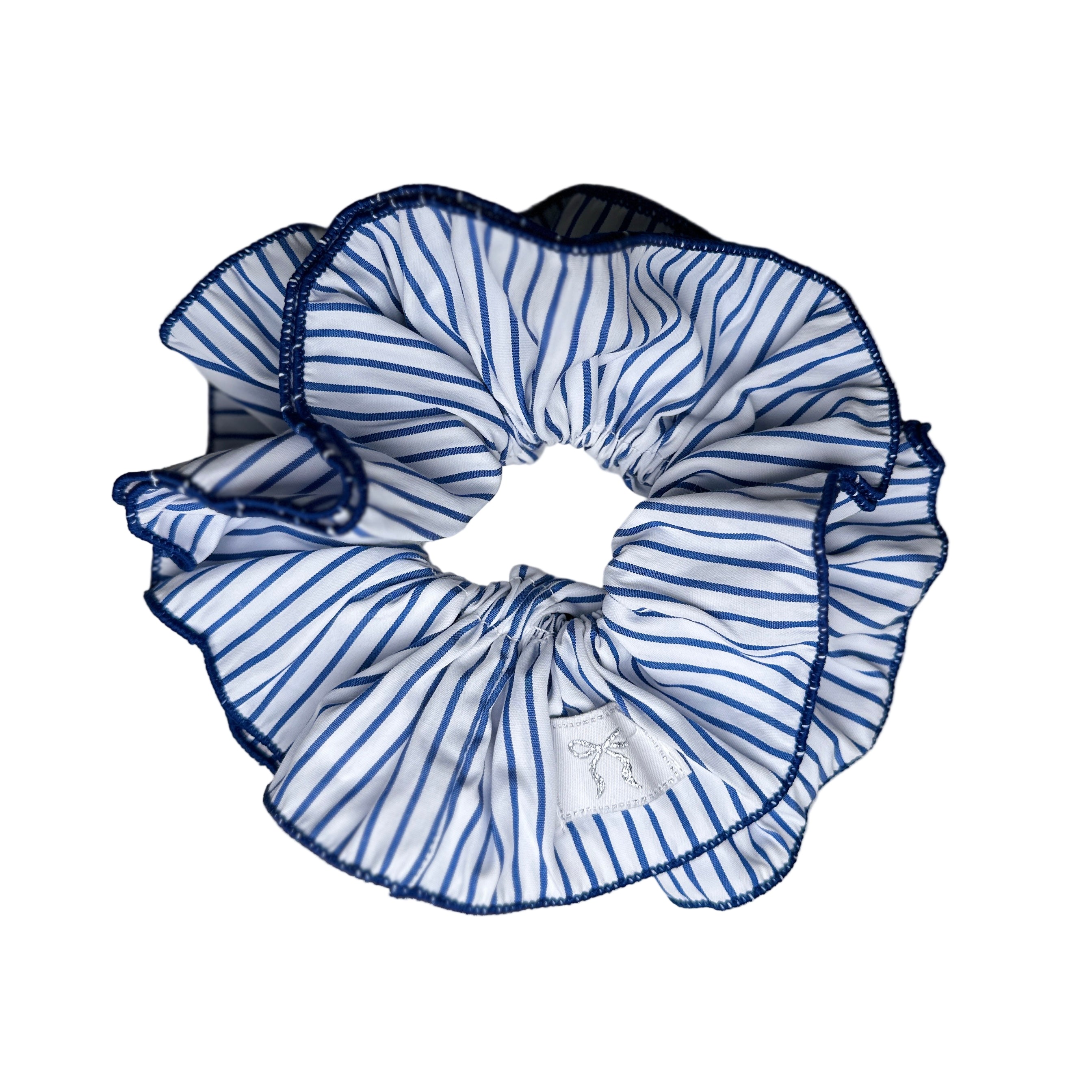 Striped Scrunchie - White &amp; Navy