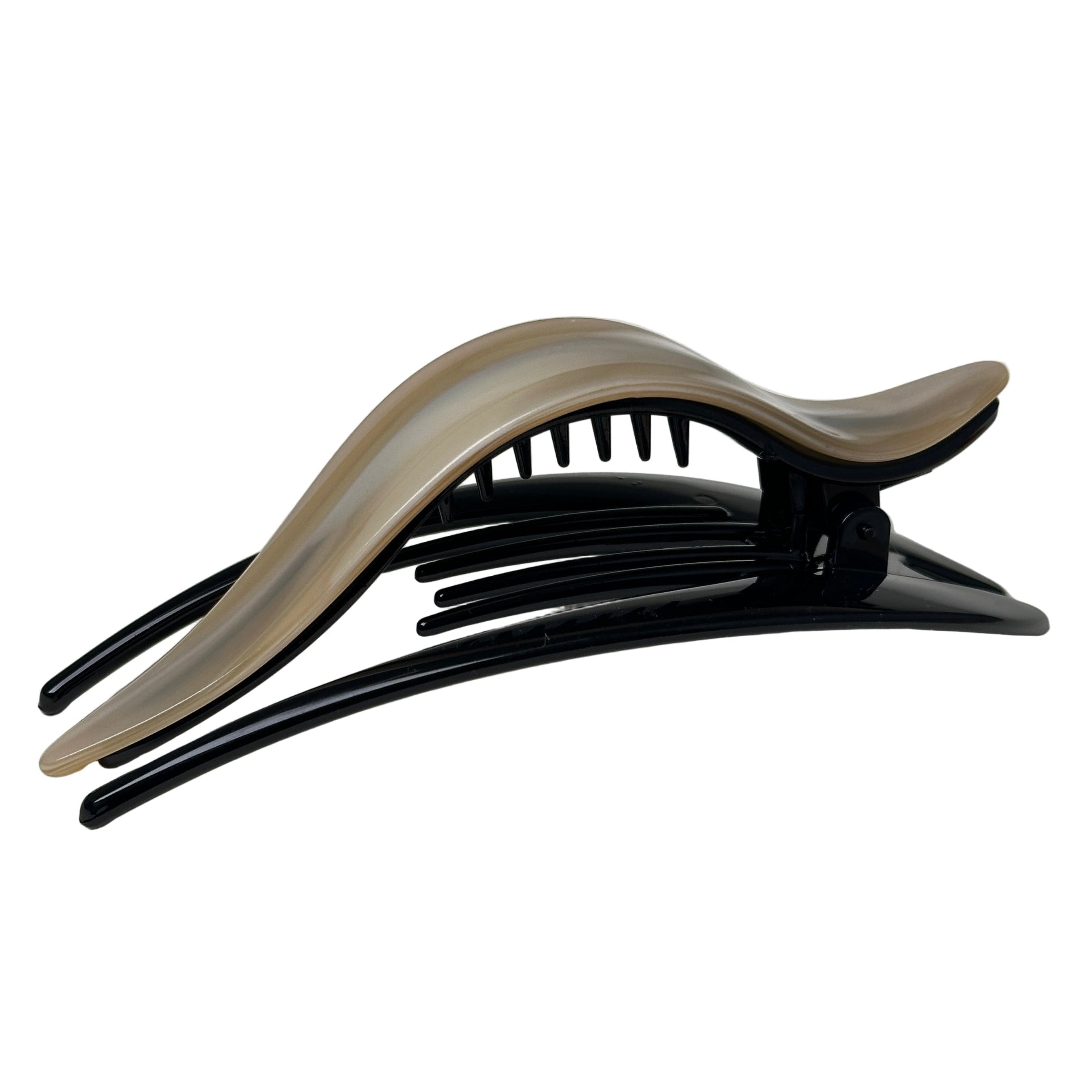 French Curved Hair Clip - Beige Marble