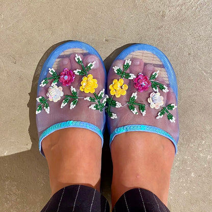 Mesh Slippers - Blue/Multi sequin