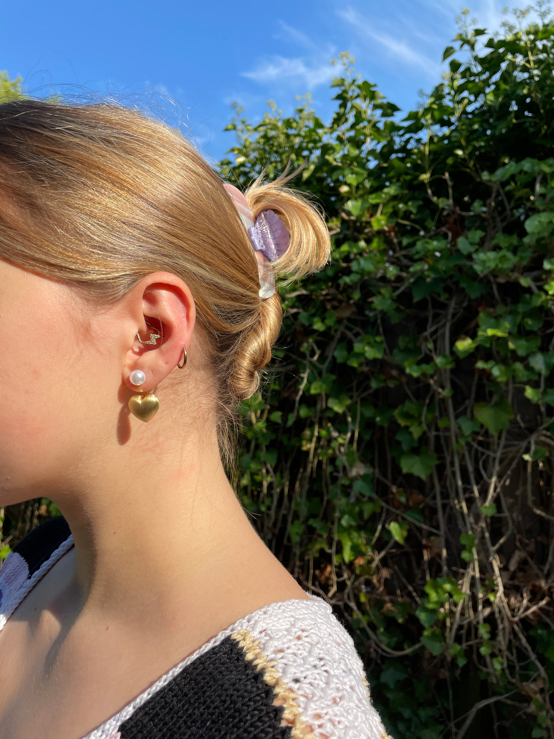 Goldbrushed Heart Ear