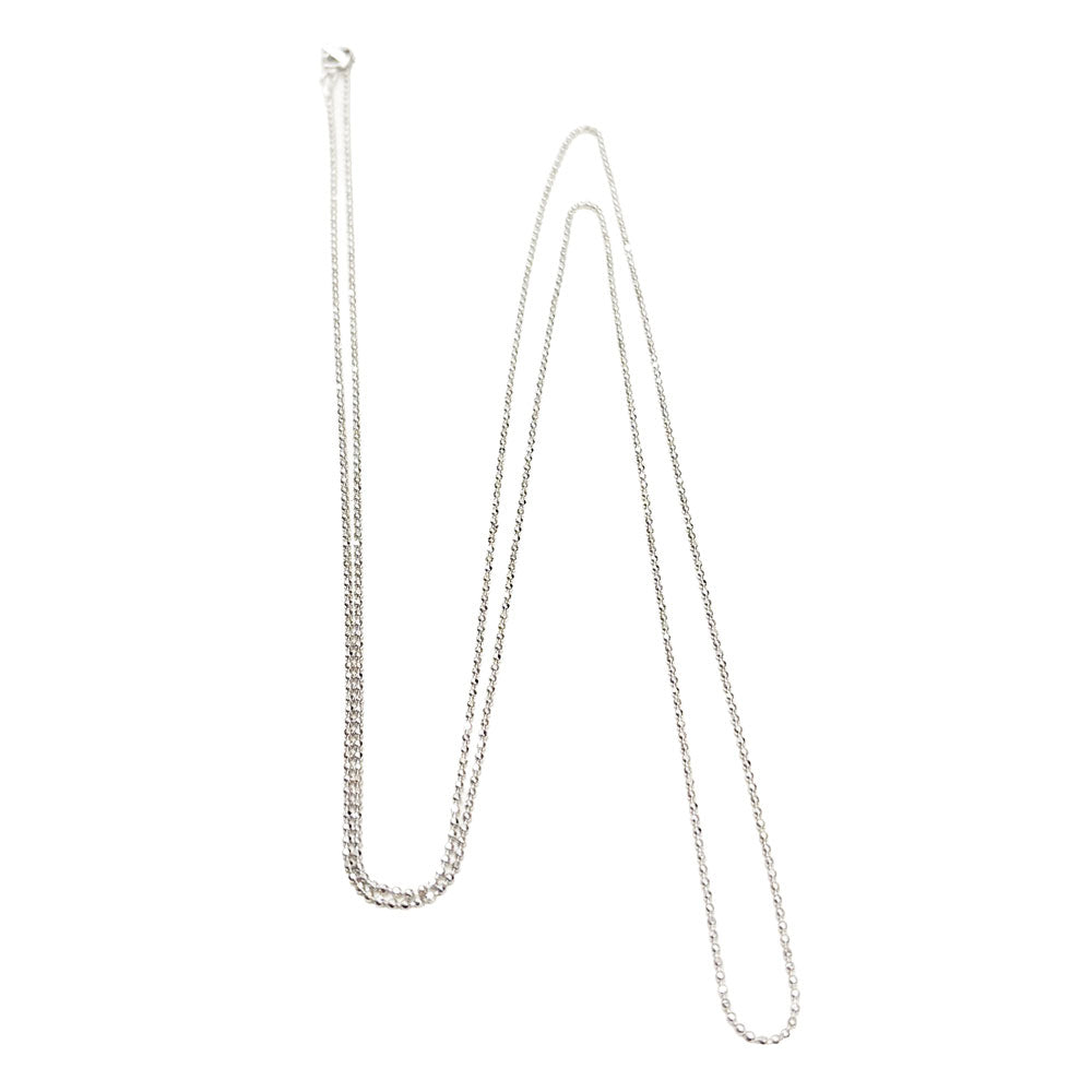 Bead Necklace 90 cm - Rhodium Plated Sterling Sølv