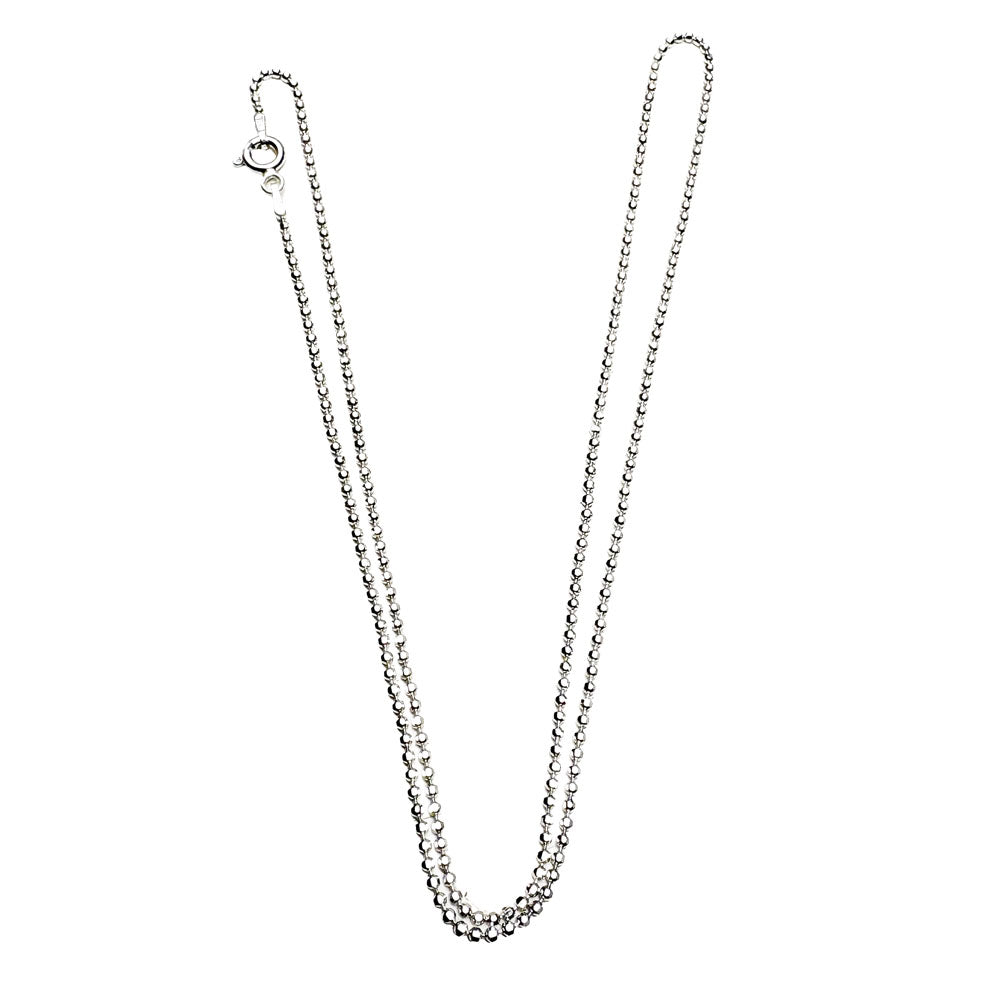 Bead Necklace 50 cm - Rhodium Plated Sterling Sølv