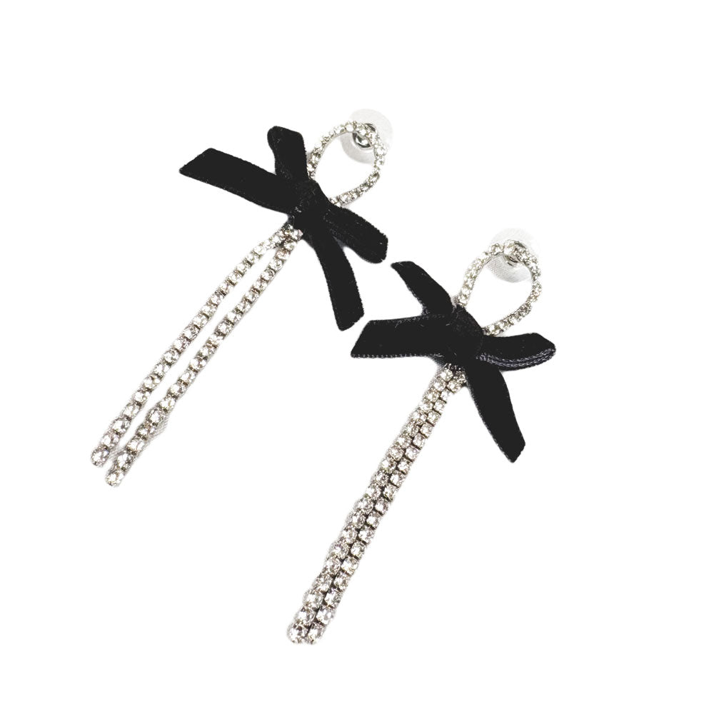Rhinestone Bow Earrings