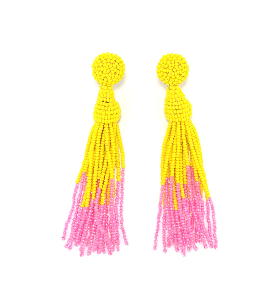 Perleørering Tassel - Gul &amp; Pink