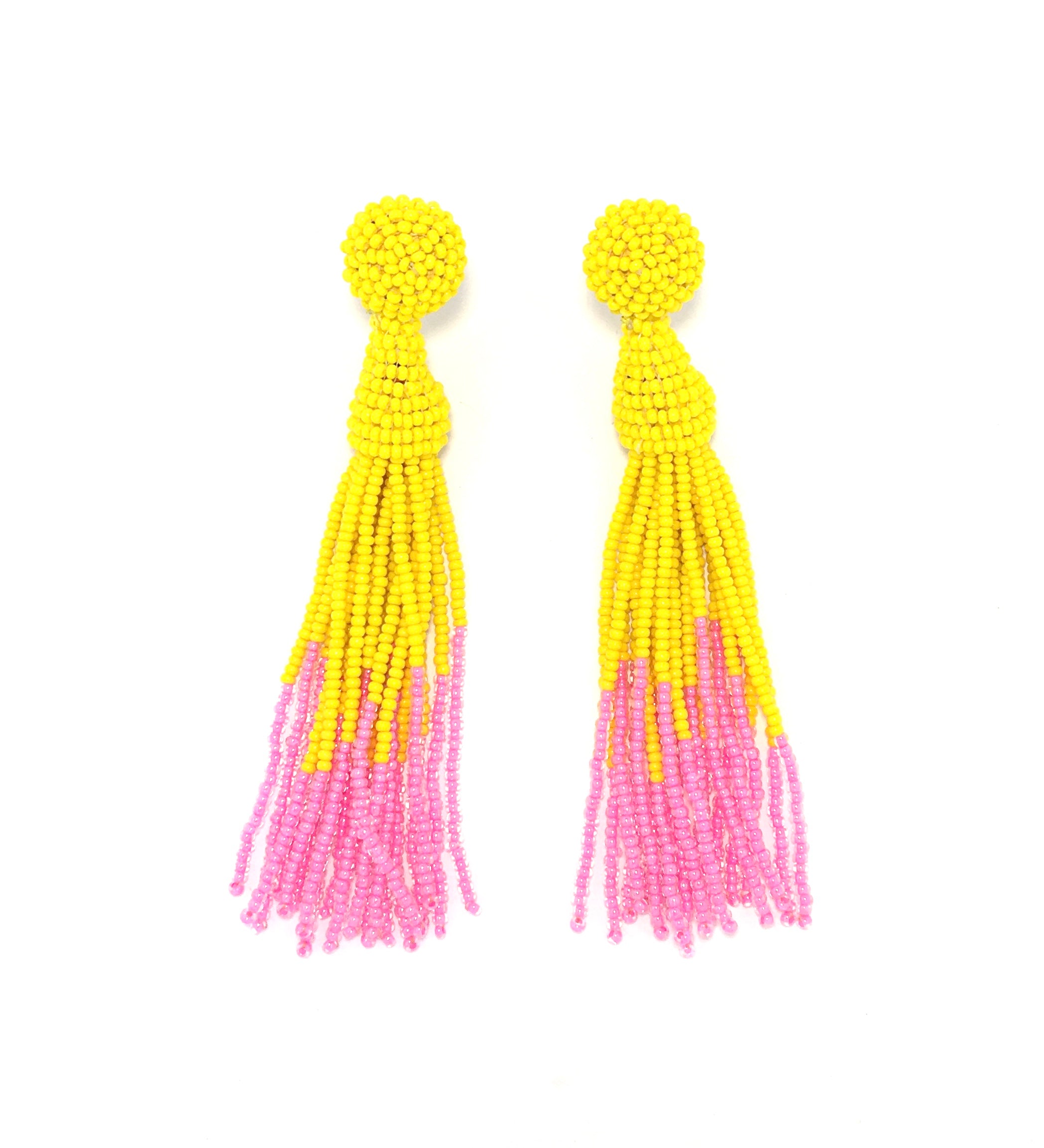 Perleørering Tassel - Gul &amp; Pink