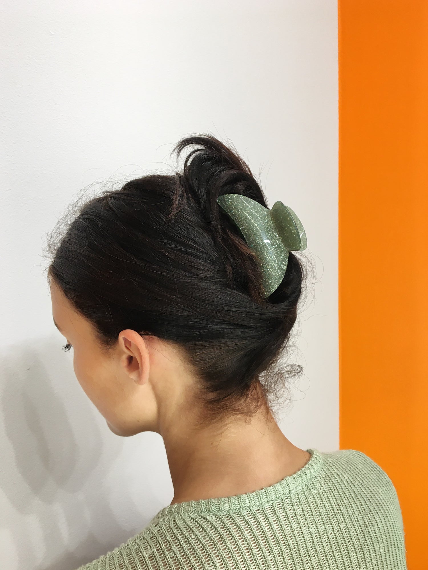 Large Glitter Hairclip - Green